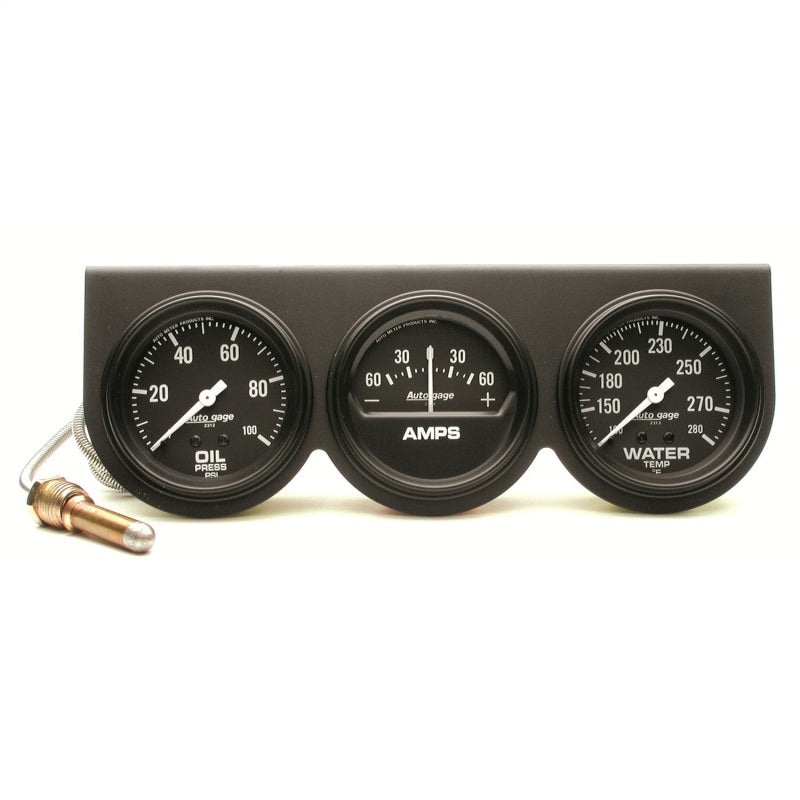 Load image into Gallery viewer, AutoMeter Gauge Console Oilp/Wtmp/Amp 2-5/8in. 100PSI/280 Deg. F/60A Blk Dial Blk Bzl Ag
