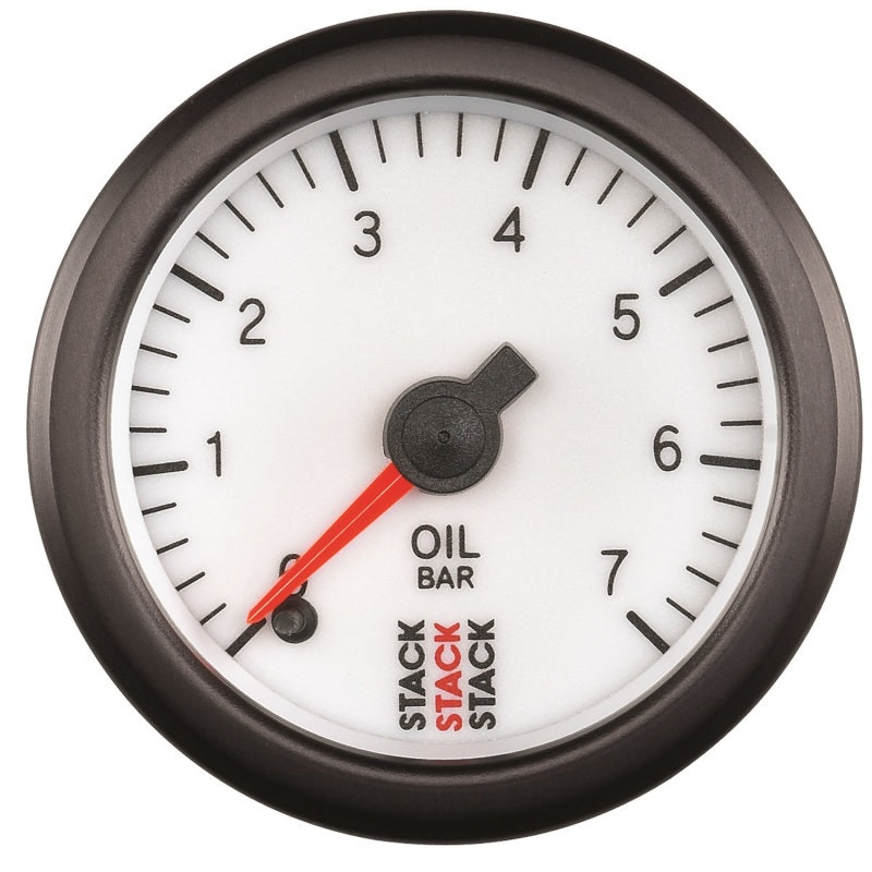 Load image into Gallery viewer, Autometer Stack 52mm 0-7 Bar M10 Male Pro Stepper Motor Oil Pressure Gauge - White
