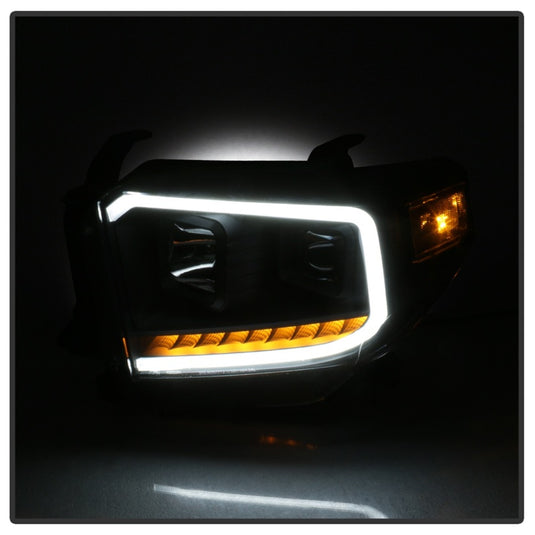 xTune 14-17 Toyota Tundra DRL LED Light Bar Projector Headlights - Black (PRO-JH-TTU14-LB-BK)