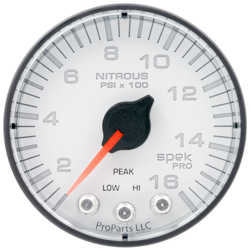 Load image into Gallery viewer, Autometer Spek-Pro 2 1/16in 1600PSI Stepper Motor w/ Peak &amp; Warn White/Black Nitrous Pressure Gauge
