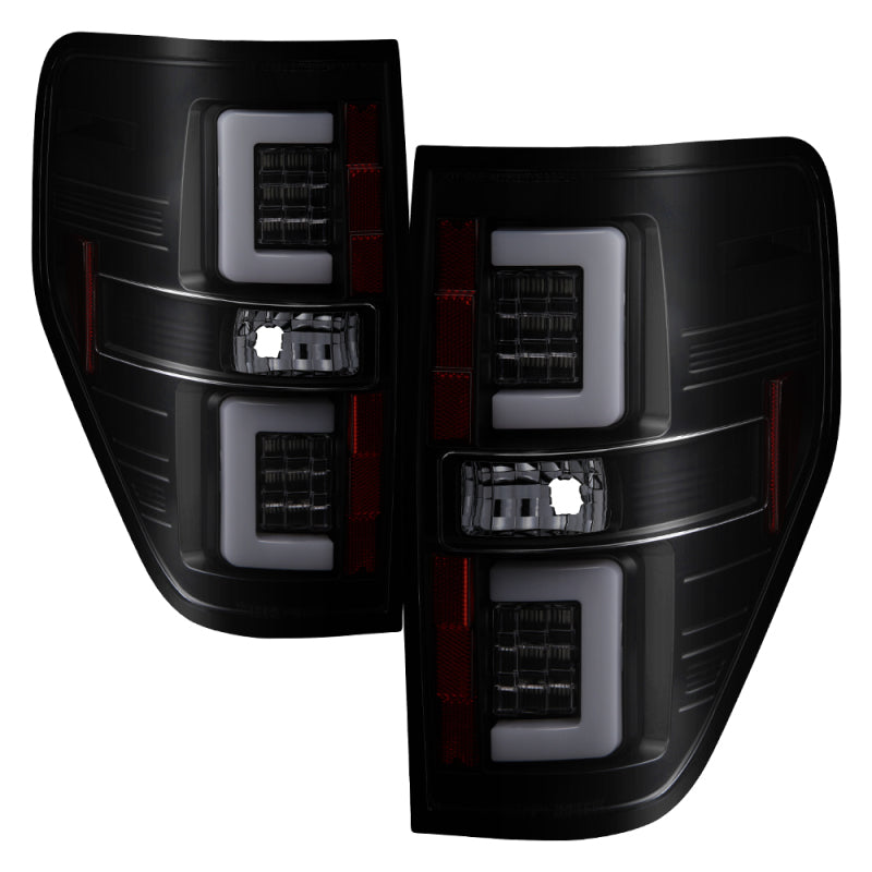 Load image into Gallery viewer, Spyder 09-14 Ford F150 V2 Light Bar LED Tail Lights - Blk Smoke (ALT-YD-FF15009V2-LBLED-BSM)
