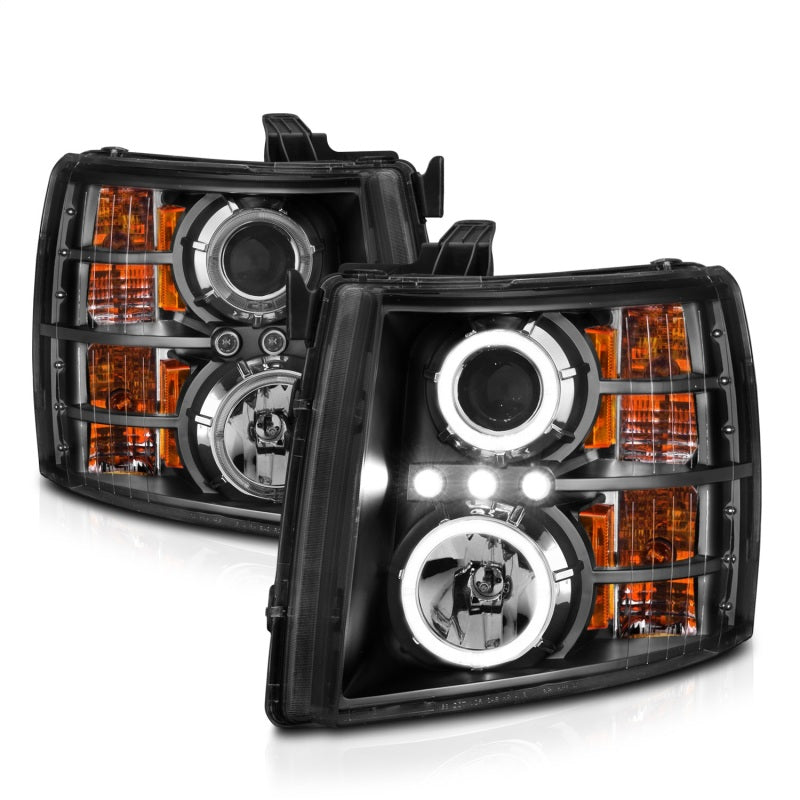 Load image into Gallery viewer, ANZO 2007-2013 Chevrolet Silverado 1500 Projector Headlights w/ Halo Black
