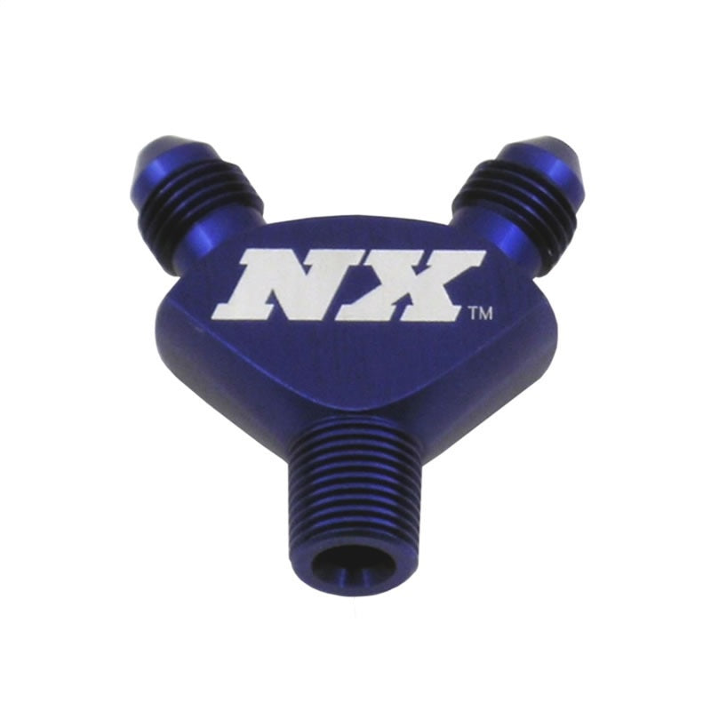 Load image into Gallery viewer, Nitrous Express 1/8NPT x 3AN x 3AN Billet Pure-Flo Y Fitting - Blue

