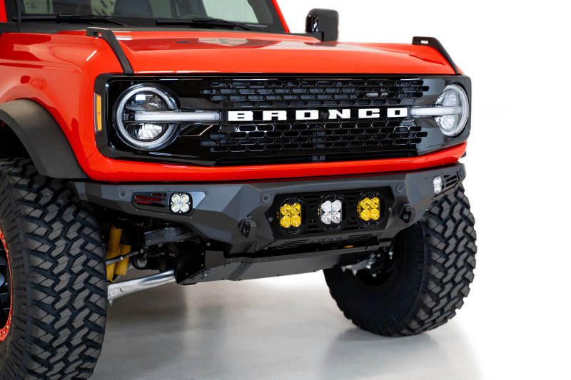 Load image into Gallery viewer, Addictive Desert Designs 21-22 Ford Bronco Bomber Front Bumper (w/ 3 Baja Designs LP4 Mounts)
