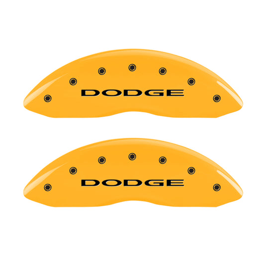 MGP 4 Caliper Covers Engraved Front & Rear Dodge Yellow Finish Black Char 2010 Dodge Ram 3500