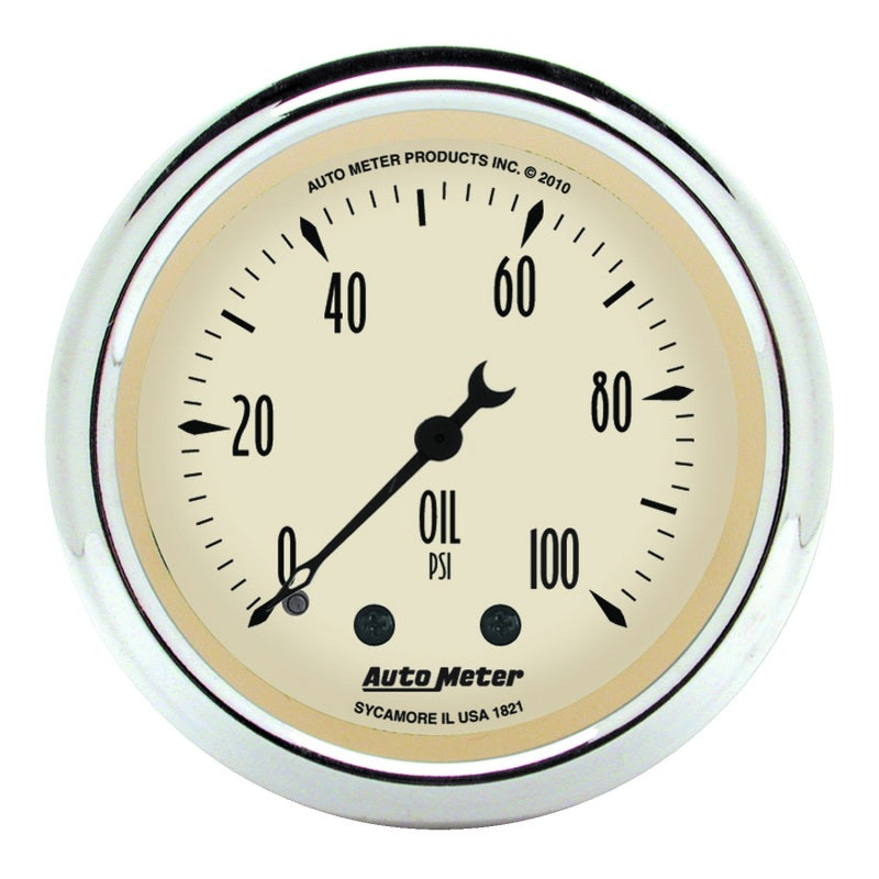 Load image into Gallery viewer, Autometer Antique Beige 52.4mm 0-100 PSI Mechanical Oil Pressure Gauge
