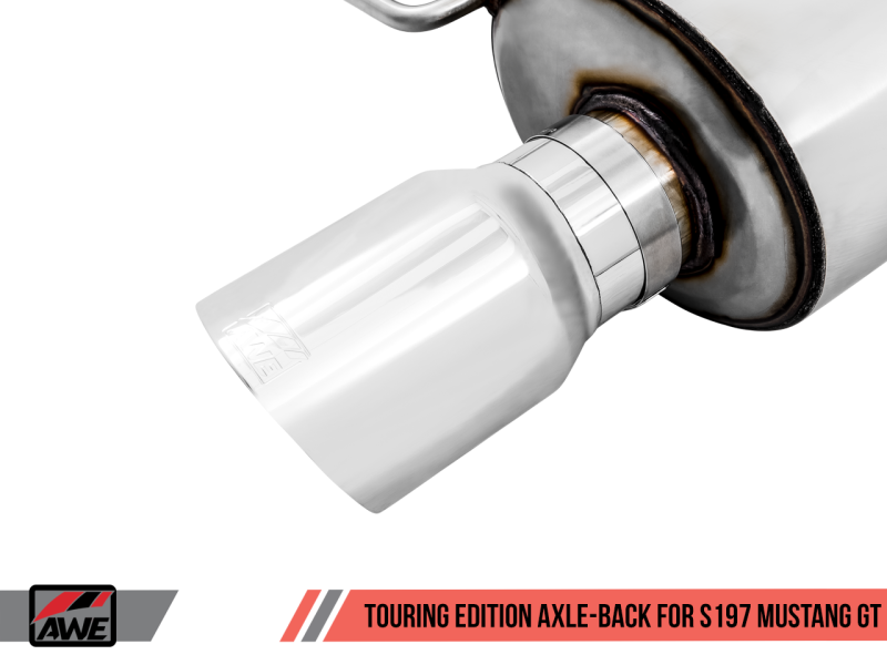Load image into Gallery viewer, AWE Tuning S197 Mustang GT Axle-Back Exhaust - Touring Edition (Chrome Silver Tips)
