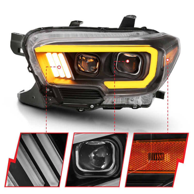 Load image into Gallery viewer, ANZO 2016-2017 Toyota Tacoma Projector Headlights w/ Plank Style Switchback Black w/ Amber
