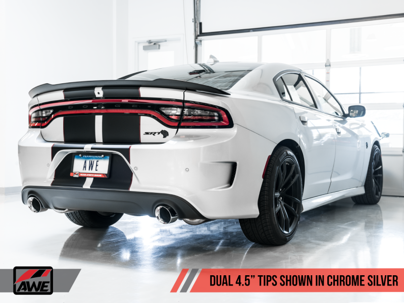 Load image into Gallery viewer, AWE Tuning 2015+ Dodge Charger 6.4L/6.2L SC Non-Resonated Touring Edition Exhaust - Silver Tips
