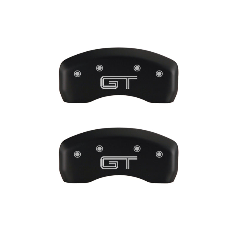 Load image into Gallery viewer, MGP 4 Caliper Covers Engraved Front Mustang Engraved Rear S197/GT Red finish silver ch
