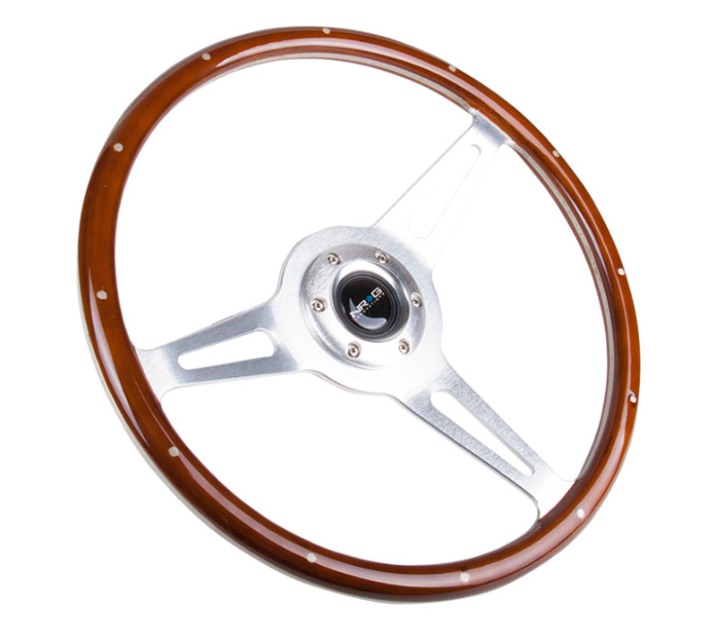 Load image into Gallery viewer, NRG Classic Wood Grain Steering Wheel (365mm) Wood w/Metal Inserts &amp; Brushed Alum. 3-Spoke Center
