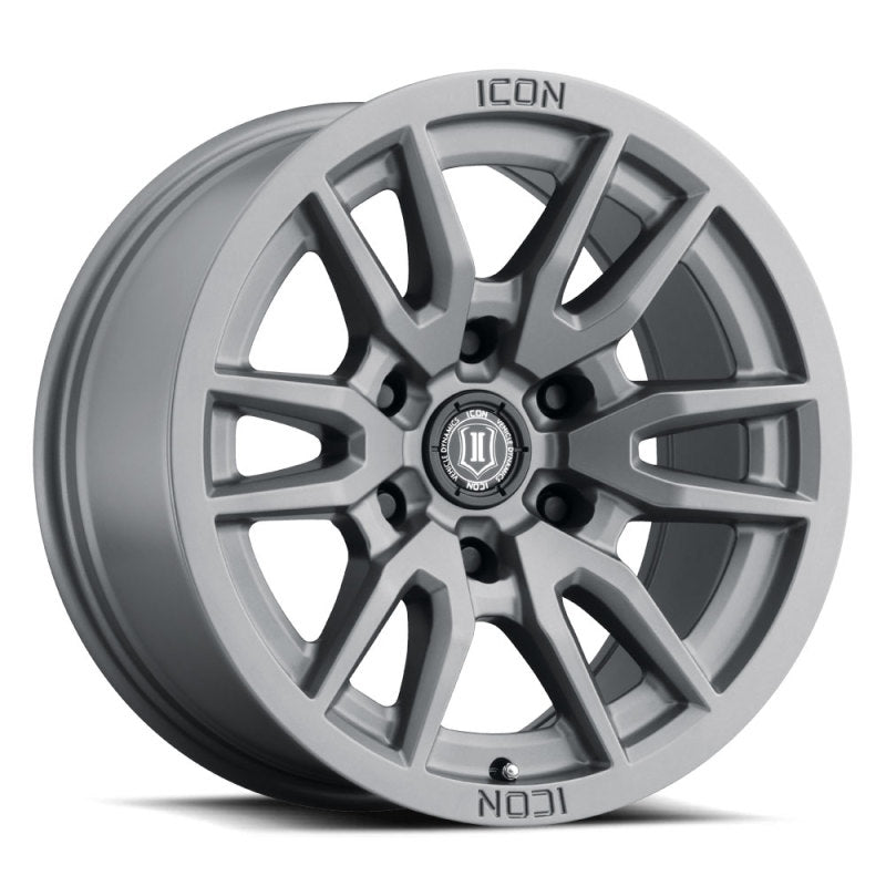 Load image into Gallery viewer, ICON Vector 6 17x8.5 6x5.5 25mm Offset 5.75in BS 95.1mm Bore Titanium Wheel
