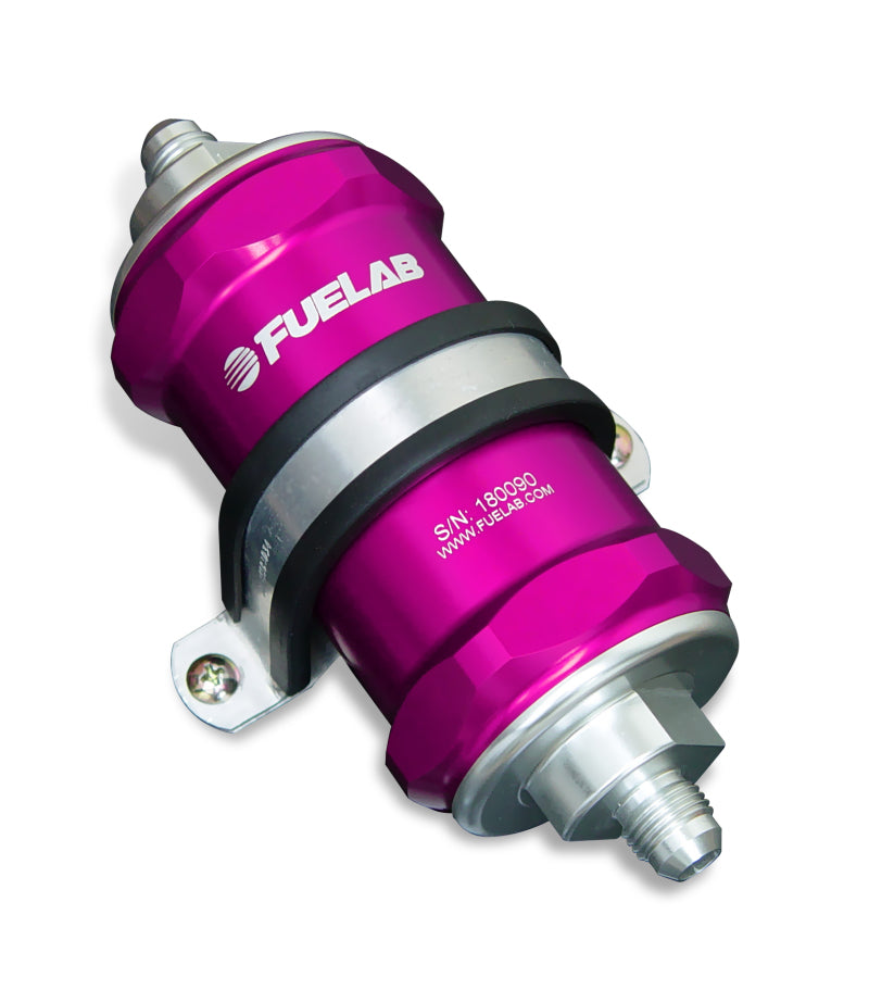 Load image into Gallery viewer, Fuelab 818 In-Line Fuel Filter Standard -12AN In/Out 100 Micron Stainless - Purple
