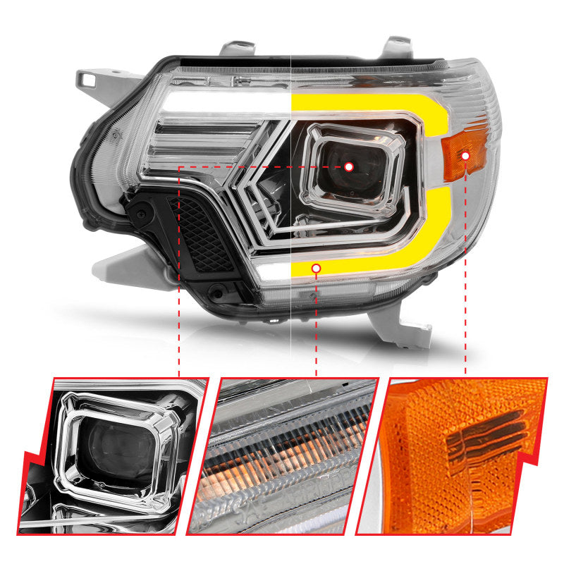Load image into Gallery viewer, ANZO 12-15 Toyota Tacoma Projector Headlights - w/ Light Bar Switchback Chrome Housing

