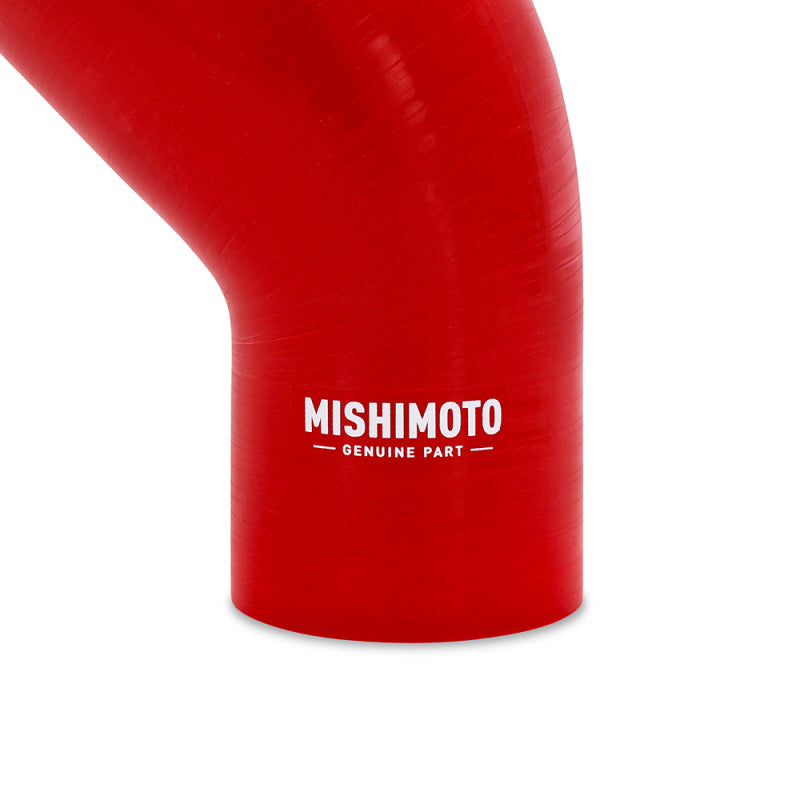 Load image into Gallery viewer, Mishimoto Silicone Reducer Coupler 45 Degree 3.5in to 4in - Red
