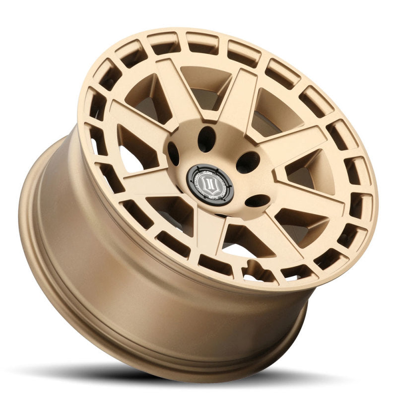 Load image into Gallery viewer, ICON Compass 17x8.5 6x135 6mm Offset 5in BS Satin Brass Wheel
