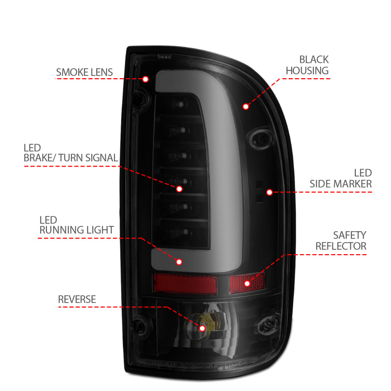 Load image into Gallery viewer, ANZO 1995-2000 Toyota Tacoma LED Taillights Black Housing Smoke Lens (Pair)
