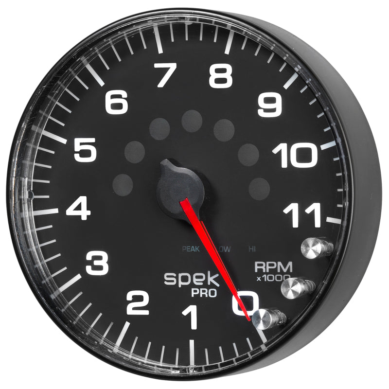 Load image into Gallery viewer, Autometer Spek-Pro Gauge Tachometer 5in 11K Rpm W/Shift Light &amp; Peak Mem Black/Black
