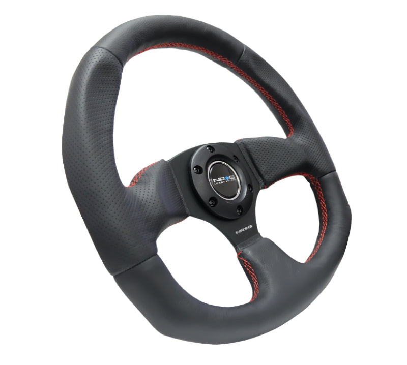 Load image into Gallery viewer, NRG Reinforced Steering Wheel (320mm Horizontal / 330mm Vertical) Leather w/Red Stitching
