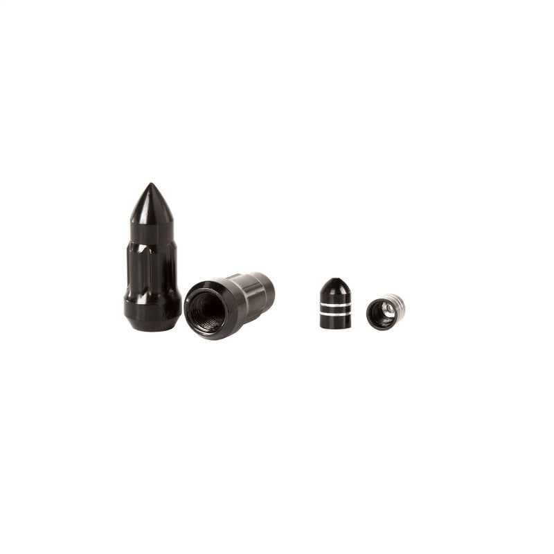 Load image into Gallery viewer, Rugged Ridge Bullet Lug Nut and Valve Stem Cap Kit Black 1/2-20
