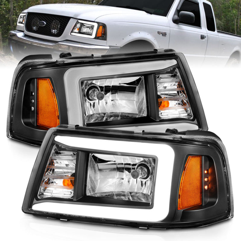 Load image into Gallery viewer, ANZO 2001-2011 Ford Ranger Crystal Headlights w/ Light Bar Black Housing
