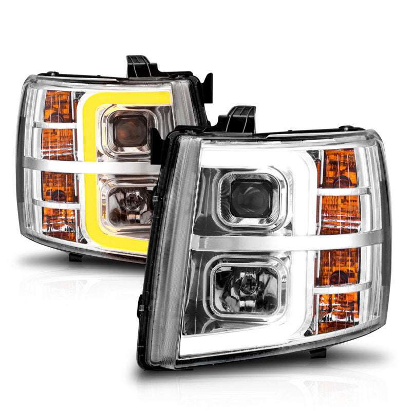 Load image into Gallery viewer, ANZO 2007-2013 Chevrolet Silverado 1500 Projector w/ Light Bar Chrome Housing w/ Sequential
