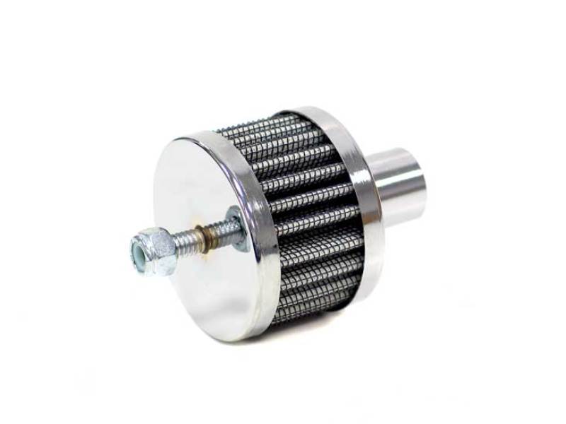 Load image into Gallery viewer, K&amp;N Steel Base Chrome Top Crankcase Vent Filter 3/4in OD Vent / 2in OD / 1-1/2in H Stud Mount
