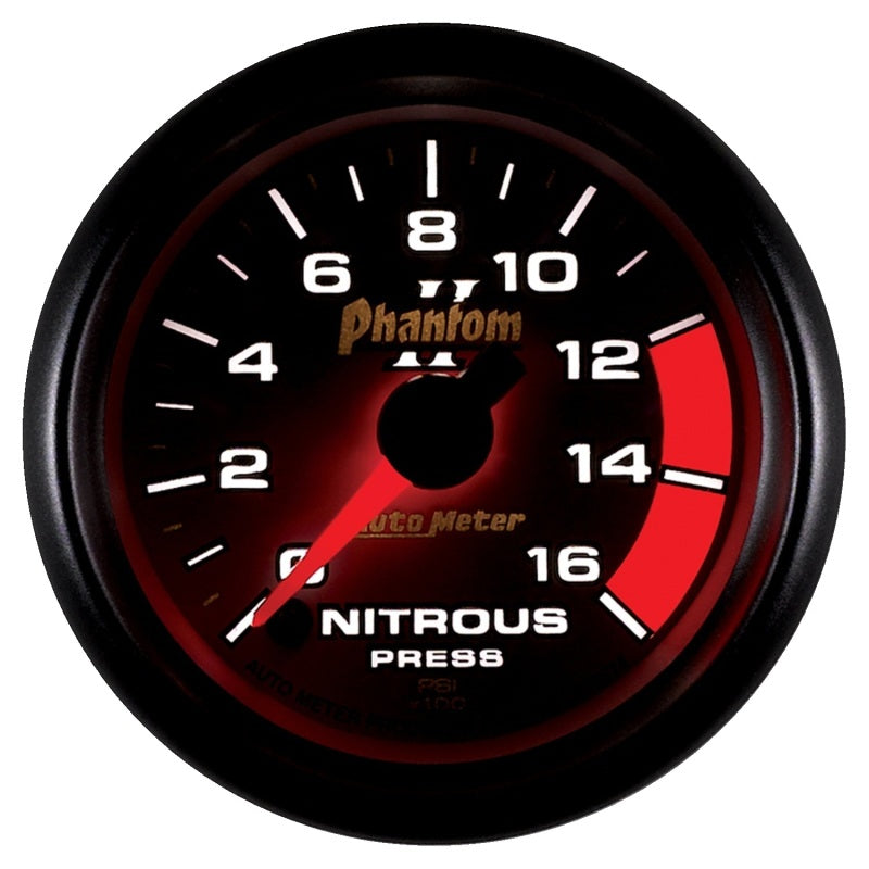Load image into Gallery viewer, Autometer Phantom II 2-1/16in 0-1600 PSI Electrical Nitrous Pressure Gauge
