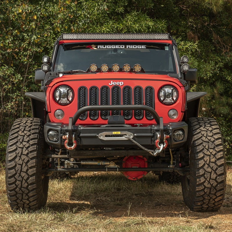 Load image into Gallery viewer, Rugged Ridge Arcus Front Bumper Tube Overrider Black JK
