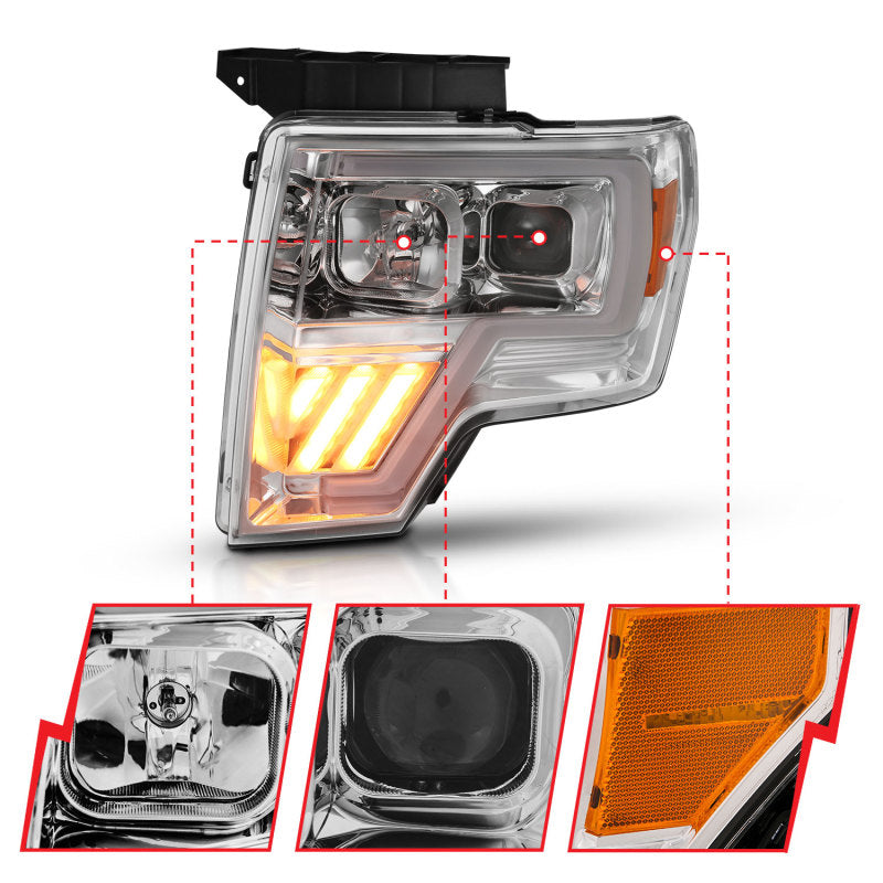 Load image into Gallery viewer, ANZO 2009-2014 Ford F-150 Projector Headlight Chrome Amber
