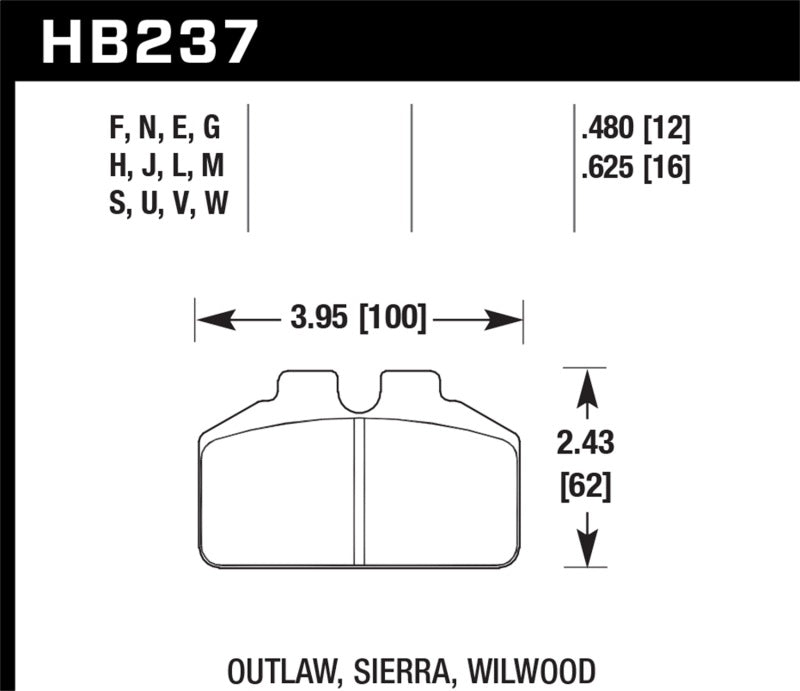 Load image into Gallery viewer, Hawk Wilwood BB / AP Racing / Outlaw Black Rear Brake Pads
