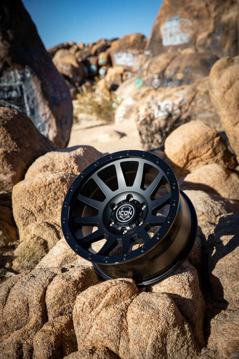 Load image into Gallery viewer, ICON Compression 17x8.5 5x5 -6mm Offset 4.5in BS 71.5mm Bore Double Black Wheel
