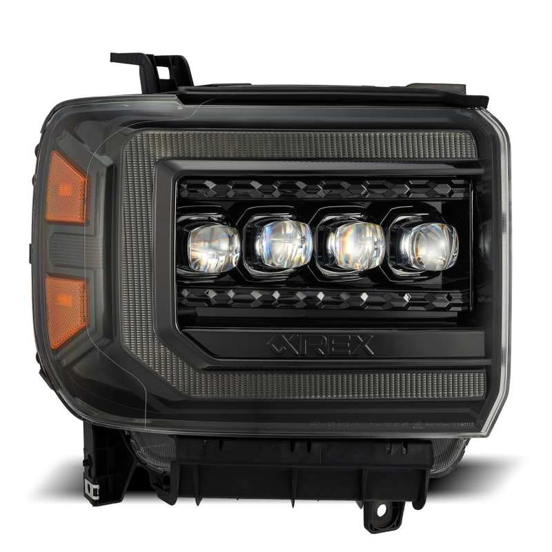 Load image into Gallery viewer, AlphaRex 14-18 GMC Sierra NOVA LED Proj Headlights Plnk Style Alpha Blk w/Activ Light/Seq Signal/DRL
