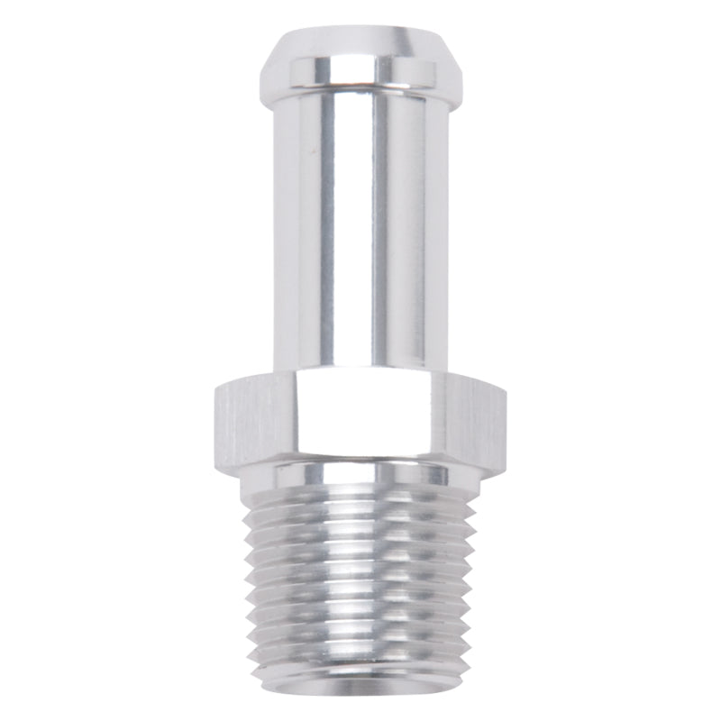 Load image into Gallery viewer, Edelbrock Hose End Straight 3/8In NPT to 1/2In Barb Clear Anodize
