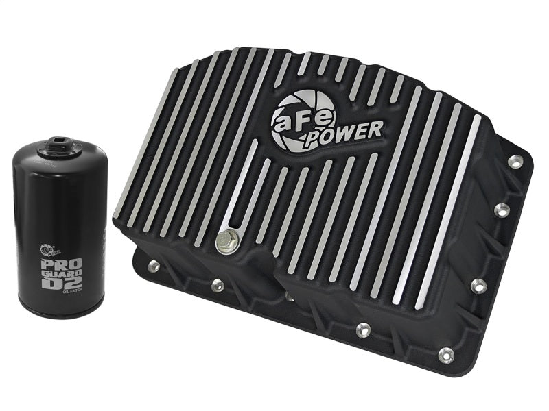 Load image into Gallery viewer, AFE Pro Series Engine Oil Pan Black w/Machined Fins; 11-16 Ford Powerstroke V8-6.7L (td)
