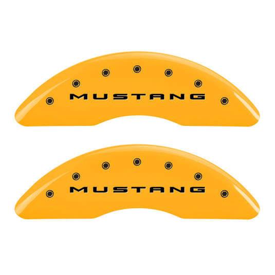 MGP 4 Caliper Covers Engraved Front 2015/Mustang Engraved Rear 2015/Bar & Pony Yellow fnsh black ch