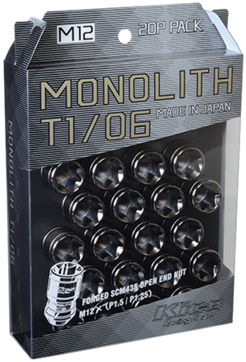 Load image into Gallery viewer, Project Kics 12 x 1.5 Glorious Black T1/06 Monolith Lug Nuts - 4 Pcs
