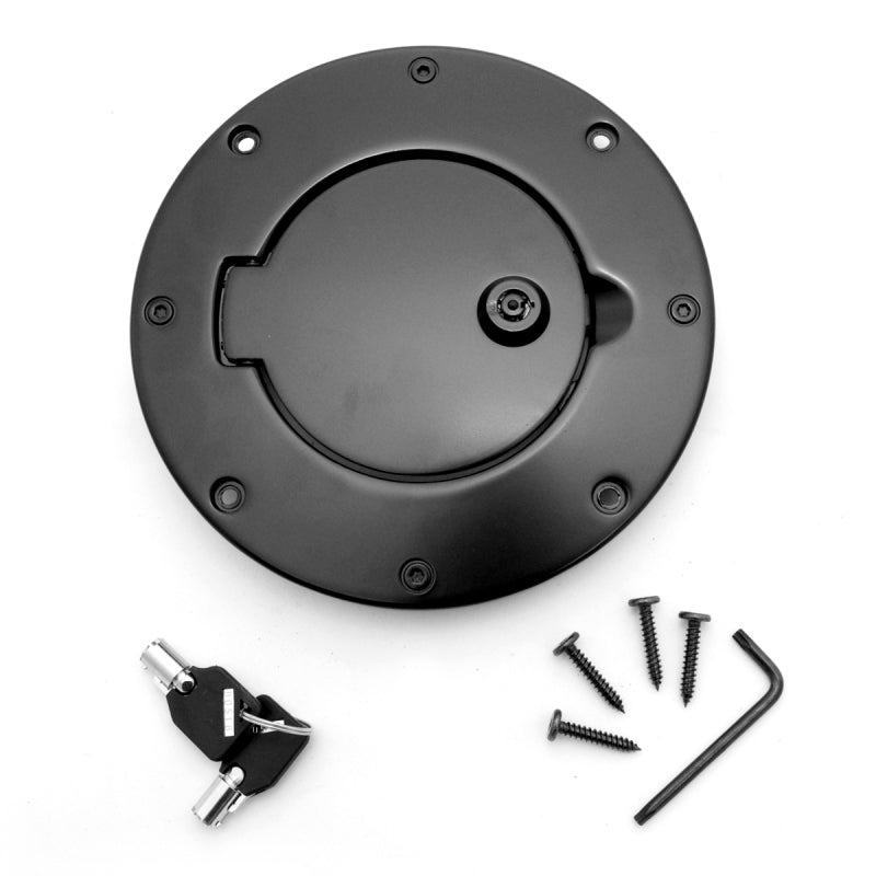 Load image into Gallery viewer, Rugged Ridge Locking Gas Cap Door Black Alum 97-06TJ
