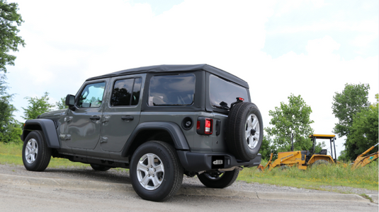 Corsa 2018-2025 Jeep Wrangler JL 2.5in Dual Rear Turn Down Exit Black Touring Axle-Back Exhaust