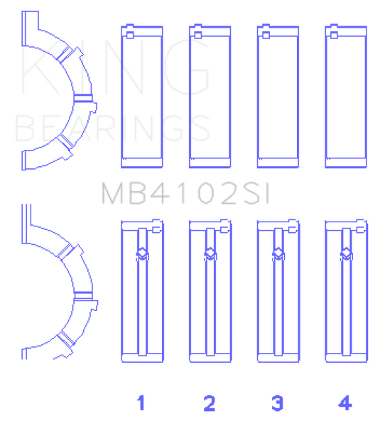 King Engine Bearings Chrysler 226 3.7L (Size .026) Crankshaft Main Bearings (Set of 4)