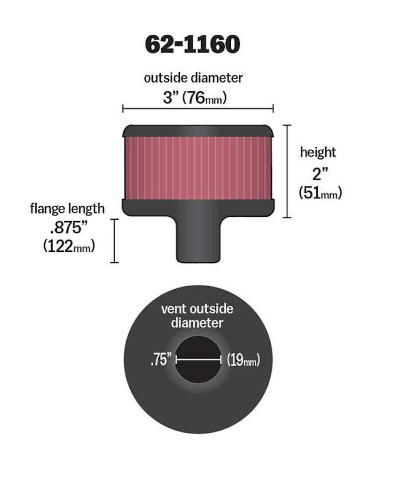 Load image into Gallery viewer, K&amp;N Filter 3/4in Vent 3in Diameter 2in Height

