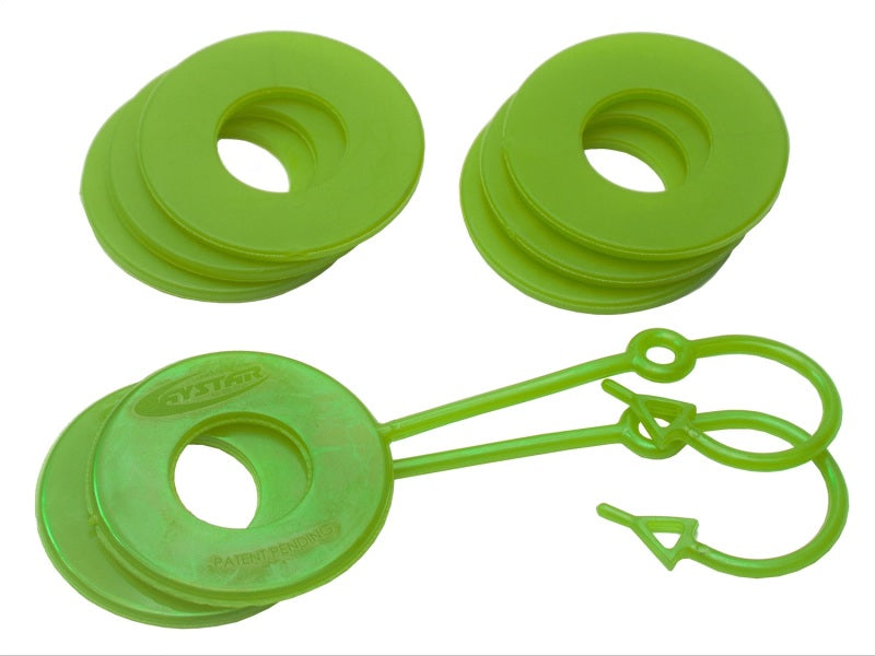 Load image into Gallery viewer, Daystar Fluorescent Green Locking D Ring Isolator Pair w/Washer Kit
