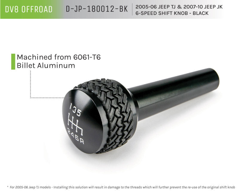 Load image into Gallery viewer, DV8 Offroad 2005-2010 Jeep TJ/JK 6-Speed Shift Knob Black Finish
