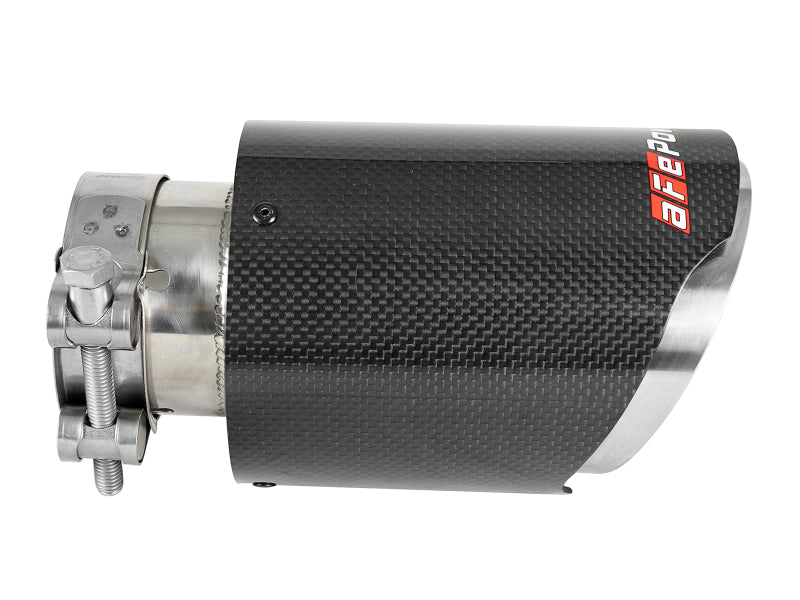 Load image into Gallery viewer, aFe MACH Force-Xp 409 SS Clamp-On Exhaust Tip 2.5in. Inlet / 4in. Outlet / 7in. L - Carbon
