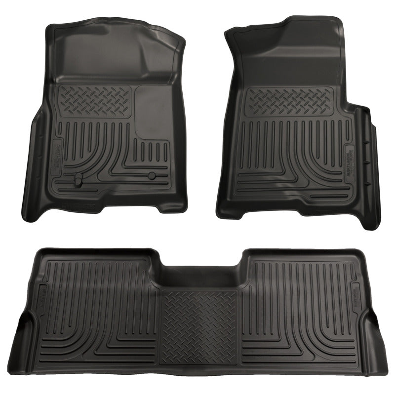 Load image into Gallery viewer, Husky Liners 08-10 Ford SD Crew Cab WeatherBeater Combo Black Floor Liners (w/o Manual Trans Case)
