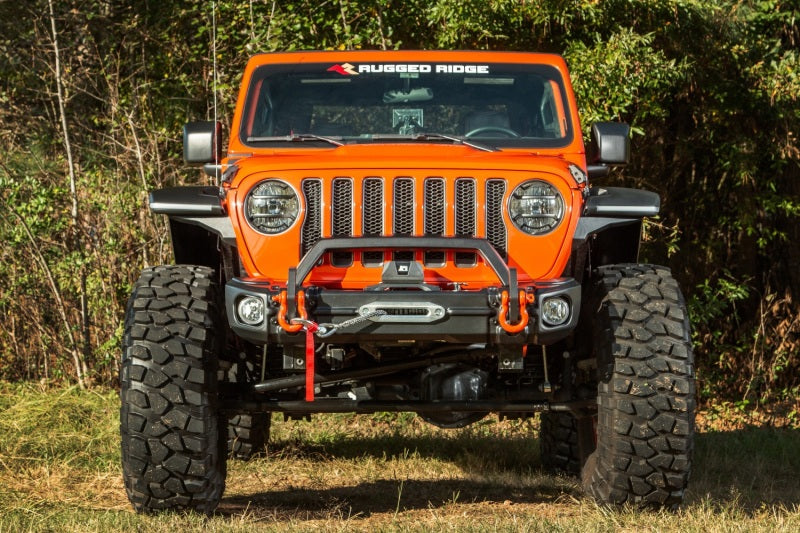 Load image into Gallery viewer, Rugged Ridge 18-22 Jeep Wrangler JL/JT Grille Arcus Front Bumper Stamped Steel Overrider Bar
