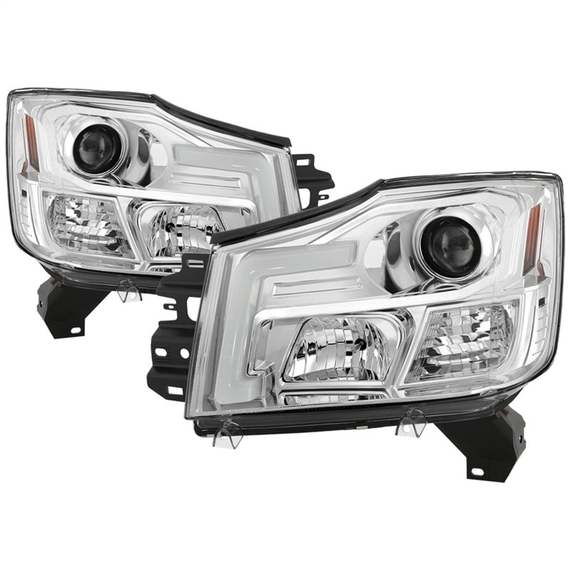 Load image into Gallery viewer, Spyder 04-15 Nissan Titan / 04-07 Nissan Armada V2 Projector Headlights - Chrome PRO-YD-NTI04-DRL-C
