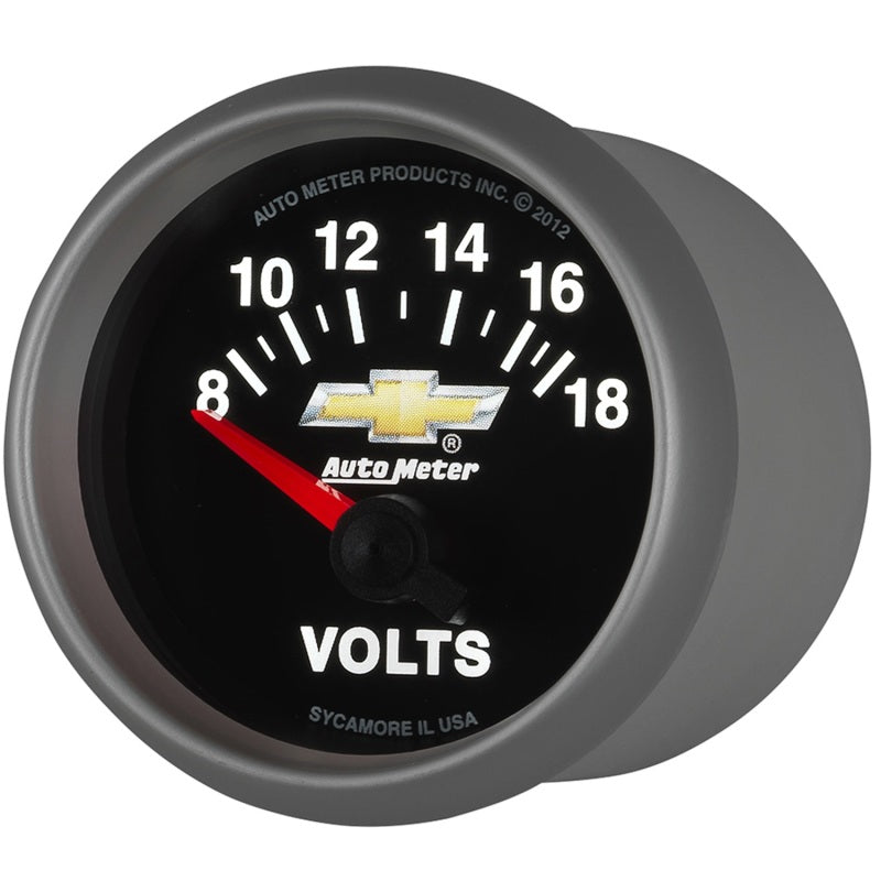 Load image into Gallery viewer, AutoMeter Gauge Voltmeter 2-1/16in. 18V Electric Chevy Gold Bowtie
