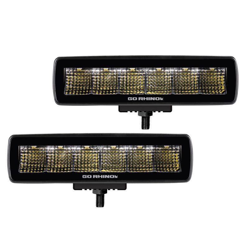 Load image into Gallery viewer, Go Rhino Xplor Blackout Series Sixline LED Flood Light Kit (Surface/Threaded Stud Mnt) - Blk (Pair)

