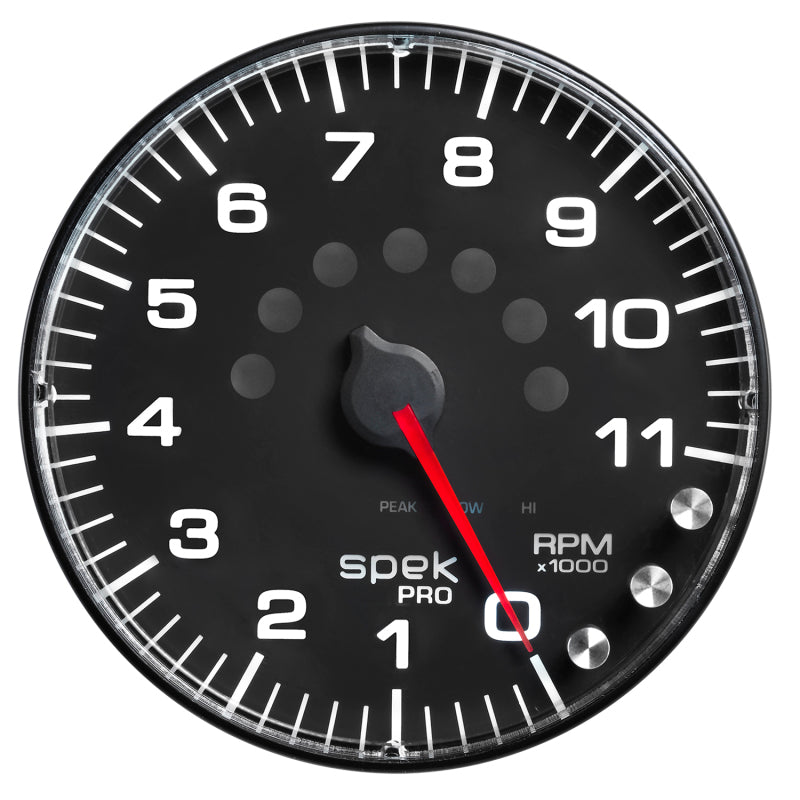 Load image into Gallery viewer, Autometer Spek-Pro Gauge Tachometer 5in 11K Rpm W/Shift Light &amp; Peak Mem Black/Black

